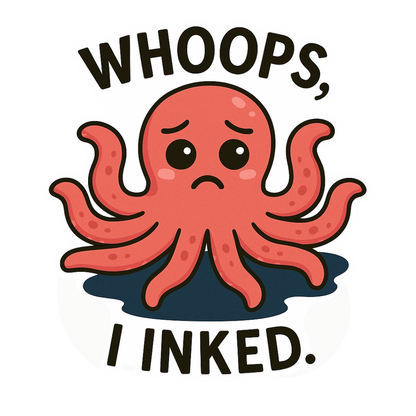 "Whoops, I Inked" Funny Sarcastic Cute Octopus Sticker