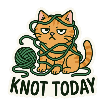 "Knot Today" Funny Sarcastic Cat Sticker