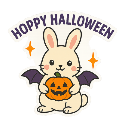 Funny Cute Bunny Rabbit Halloween Sticker "Hoppy Halloween"