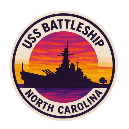 USS Battleship North Carolina Sunset Sticker