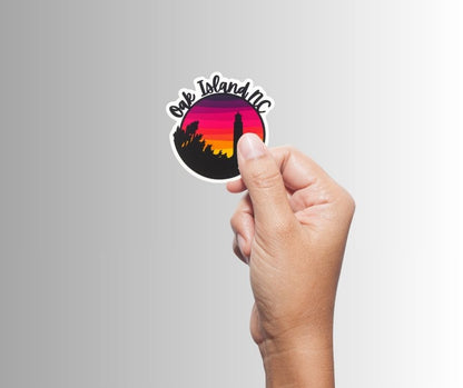 Oak Island, NC Lighthouse Sunset Sticker