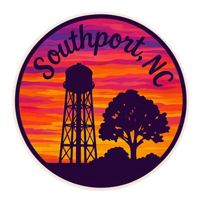 Southport, NC Water Tower Sunset Sticker