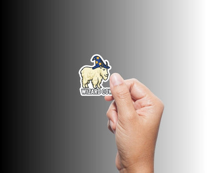 "WIZARD COW" Cute Funny Mountain Goat Wizard Sticker