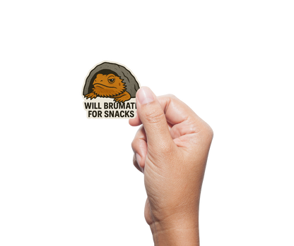 "Will Brumate For Snacks" Bearded Dragon Lizard Sticker