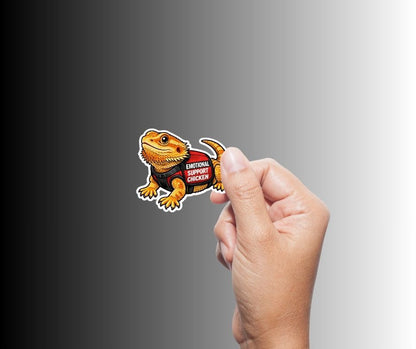 "EMOTIONAL SUPPORT CHICKEN" Bearded Dragon Lizard Sticker