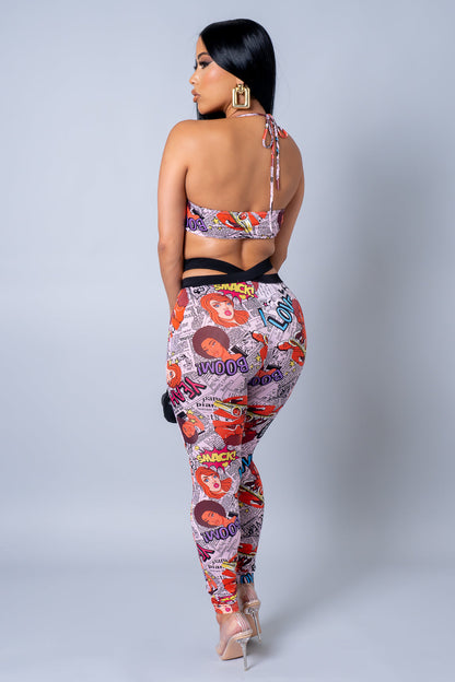 Cartoon News Smack Talk Pants Set