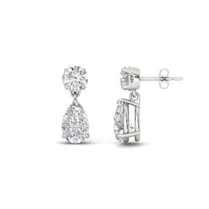 Round And Pear Drop Stud Earrings