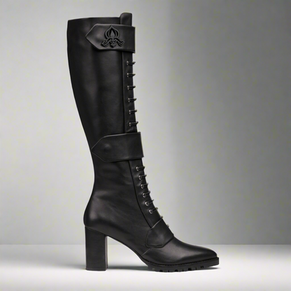 Michaela V Aspen Marta Black Leather Boots