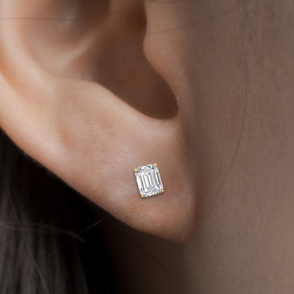 IGI Certified Emerald Cut Diamond Solitaire Stud Earrings