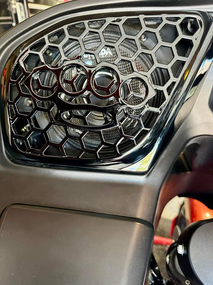 98-2024+ Road Glide 3D brass knuckles speakers grill covers set