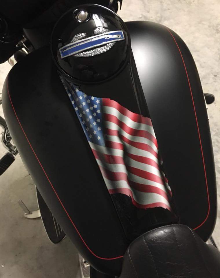 Combat Infantry badge and American flag console