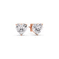 3 Prong Heart Shaped Diamond Solitaire Stud Earring in Basket Setting