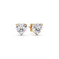 3 Prong Heart Shaped Diamond Solitaire Stud Earring in Basket Setting