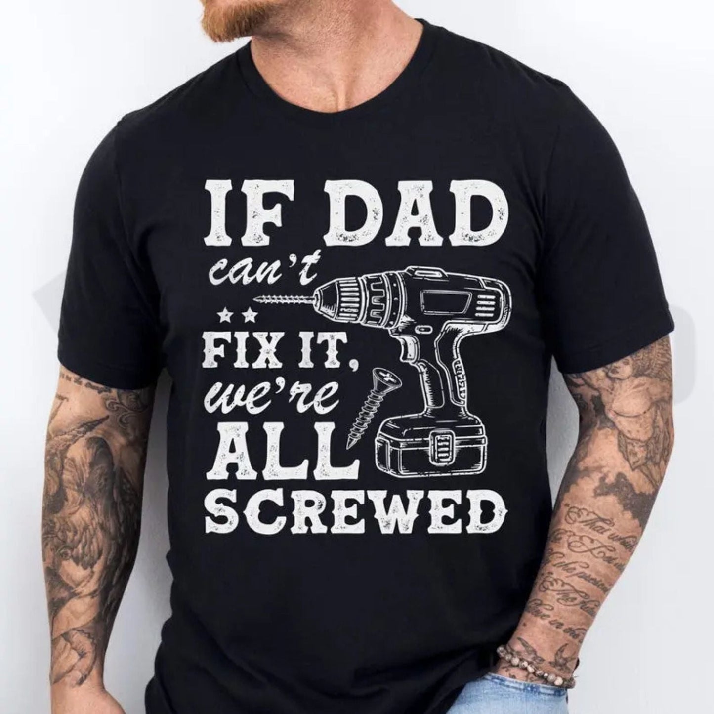 Funny Dad Fix It T-Shirt – Sarcastic Handyman Drill Graphic Tee, Father’s Day Gift for Dad