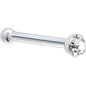 Solid 14K White Gold 1.5mm Genuine Diamond Nose Ring