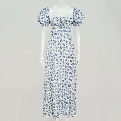 Summer Women Puff Sleeve Floral Printed Dress,Long Dresses,Woman Clothing,Dress Women,Women's Elegant Dresses,Sexy Costume Women