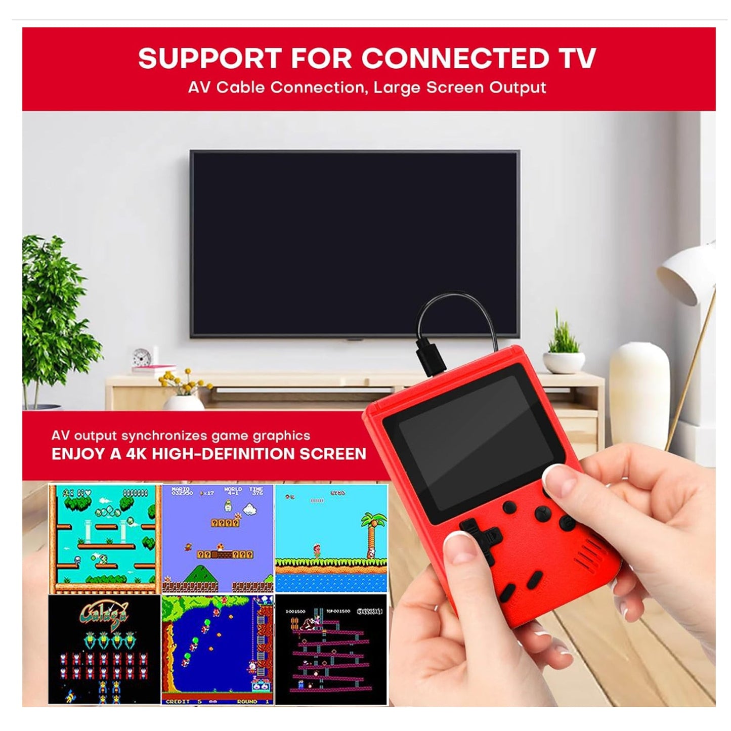 2 Pack Handheld Games for Kids Console 400 Retro Video Games, Portable Gaming Player Mini Arcade Electronic Toy Gifts for Boys Girls 2 Pack [Red]