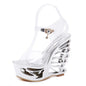 PU leather Strange Style Platform Sandals Women customized Heel Wedges Shoes Big Size Rivet High Heel  Gladiator Sandals