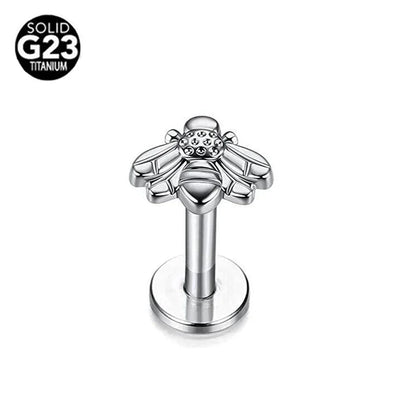 G23 Titanium Snake Bee Feather Labret Piercing 16G Internal Thread Earring Stud Cartilage Helix Body Jewelry