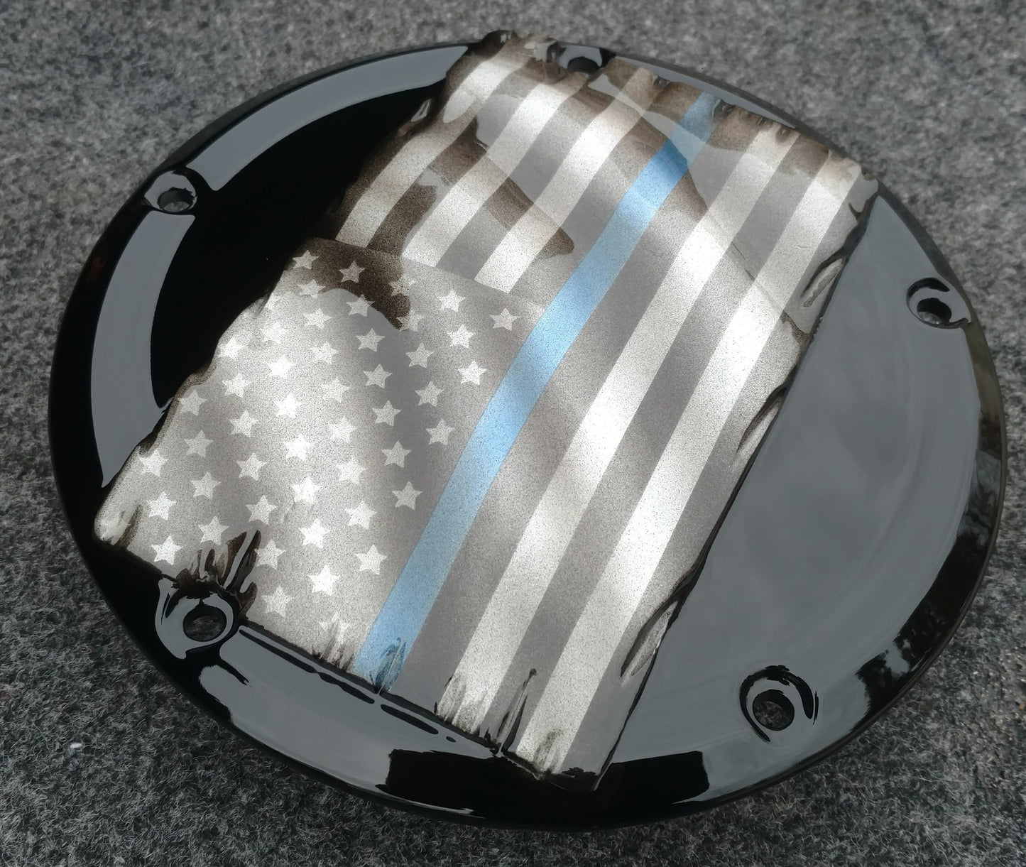 Tattered Thin Blue Line derby cover