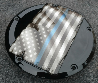 Tattered Thin Blue Line derby cover and points cover
