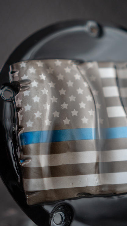 3D tattered American flag with script derby cover