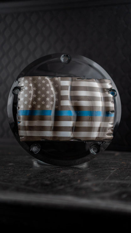 3D tattered American flag with script derby cover