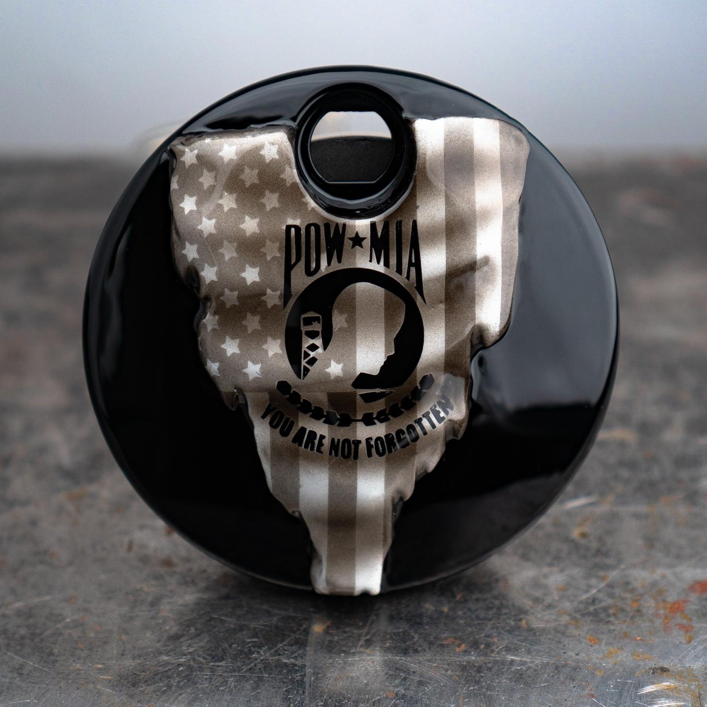 3D tattered American flag with POW-MIA