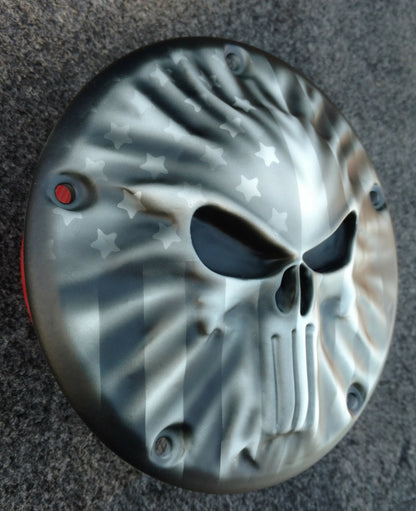 Punisher and Flag derby cover with denim clear