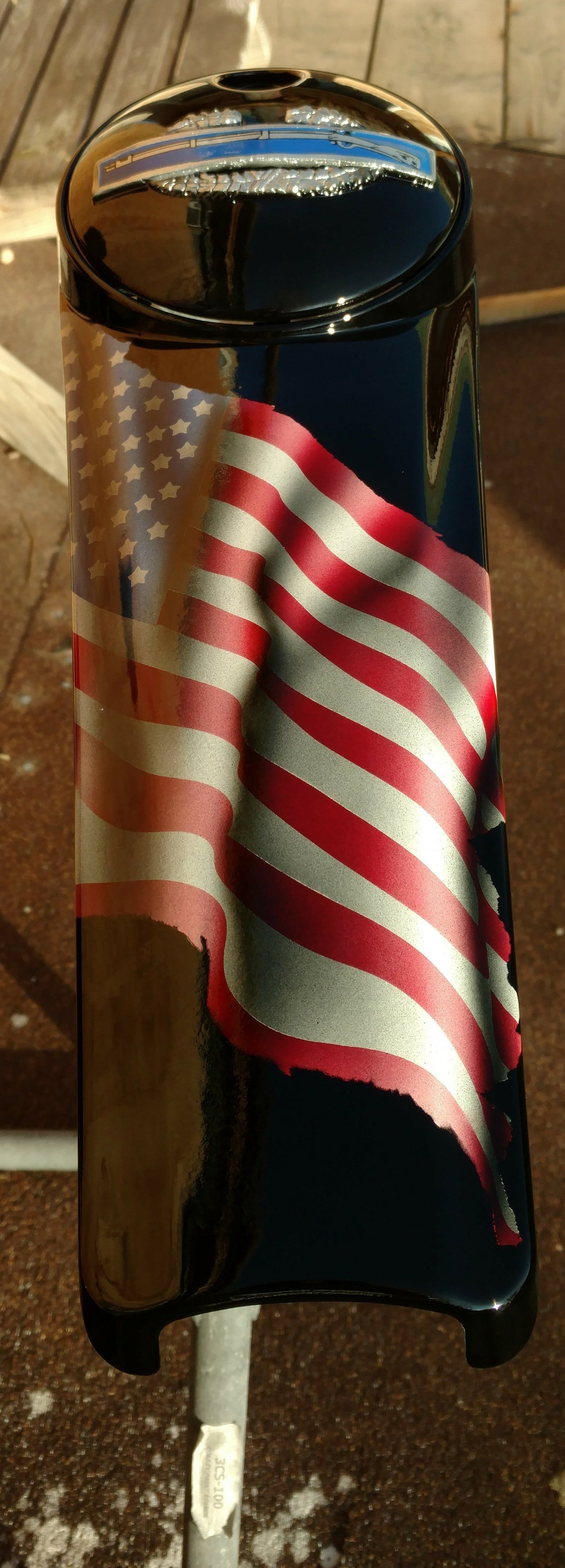 Combat Infantry badge and American flag console