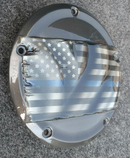 3D tattered American flag with color match derby cover