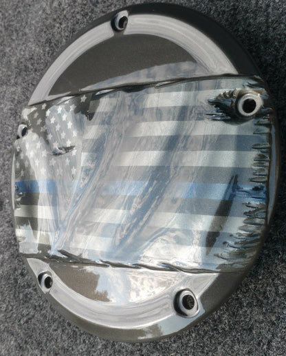 3D tattered American flag with color match derby cover