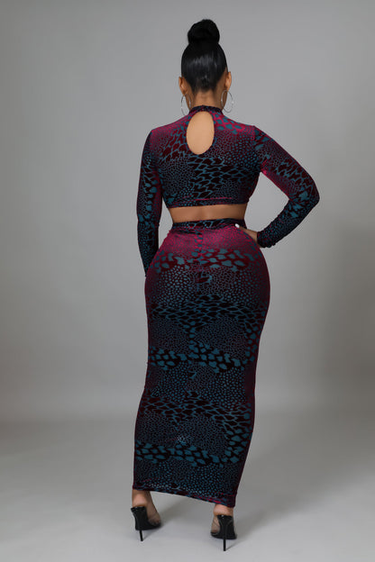 Diamond String Velvet Skirt Set