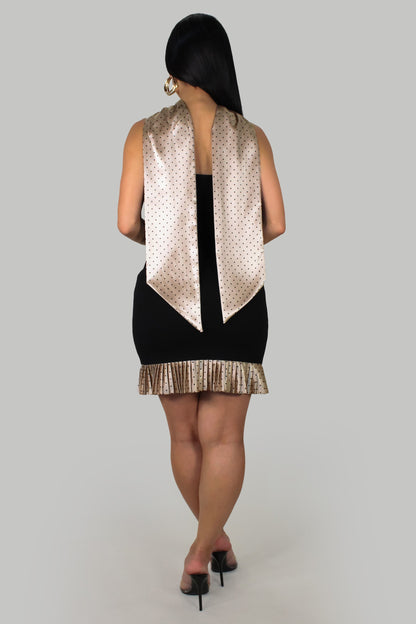 Boca Raton Elegance Dress w/ Scarf- Black
