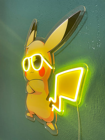 Pikachu Neon Sign, Uv Print Neon, Pokemon Wall Decor, Uv Print Neon Sign