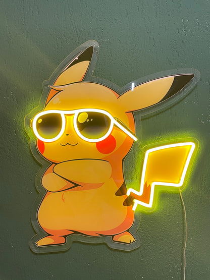 Pikachu Neon Sign, Uv Print Neon, Pokemon Wall Decor, Uv Print Neon Sign
