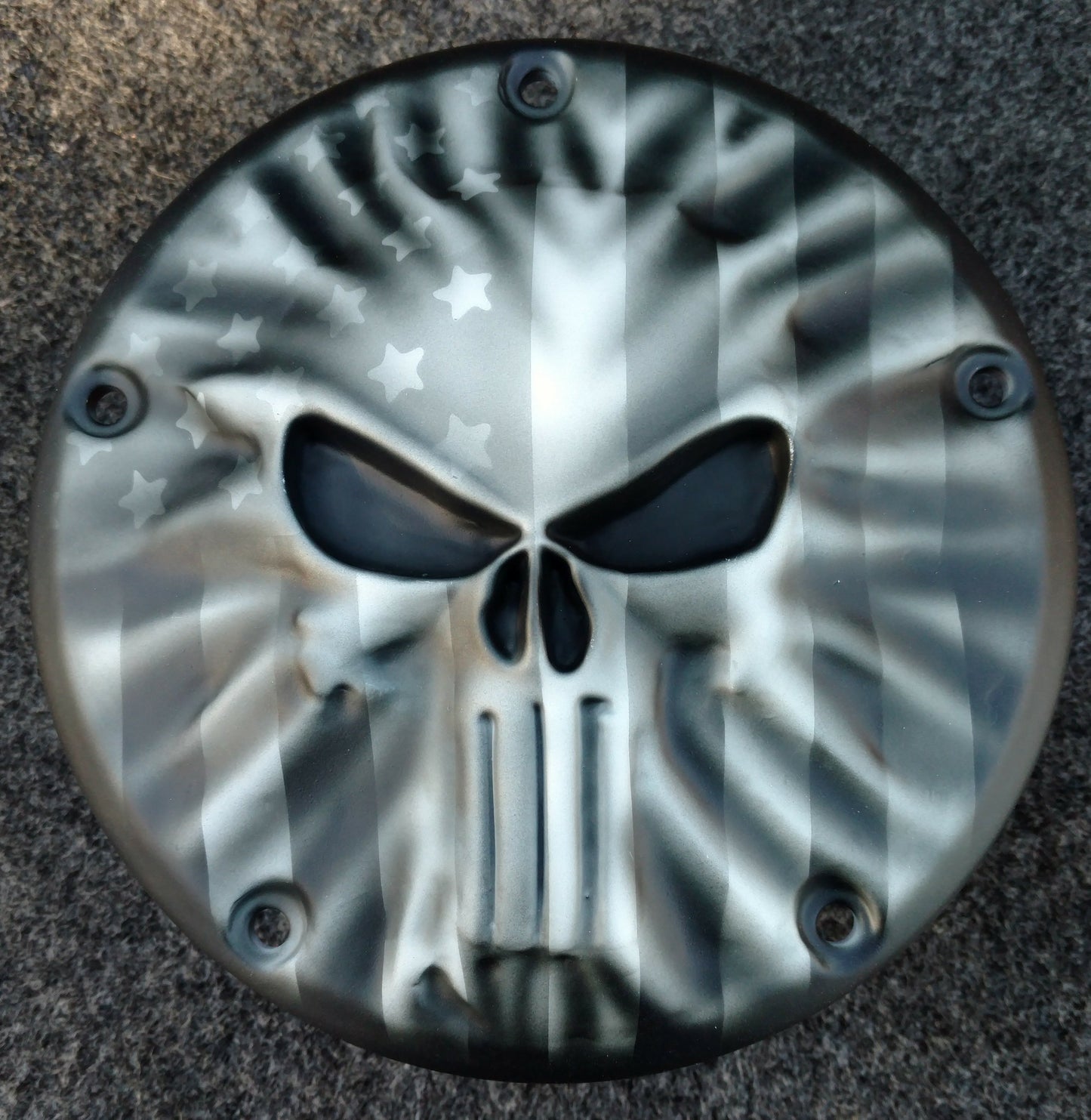 Punisher and Flag derby cover with denim clear