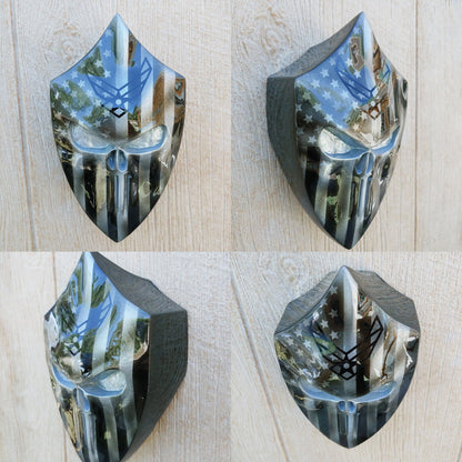 Custom Harley horn 3D Punisher with ghosted American flag Air Force  logo