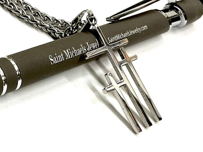 3 cross necklace hypoallergenic waterproof stainless steel for woman and men