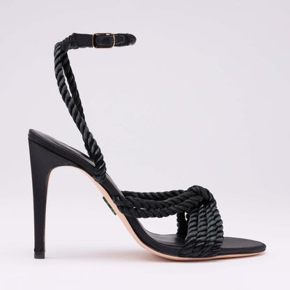 Michaela V Selene Black Satin Heels