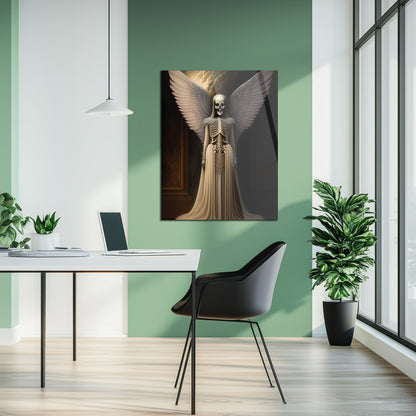 Dark Angel Skeleton – Gothic Winged Figure UV Glass Wall Art - KAFCD100