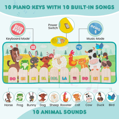 Kids Musical Mat Indoor Outdoor Animal Farm Piano