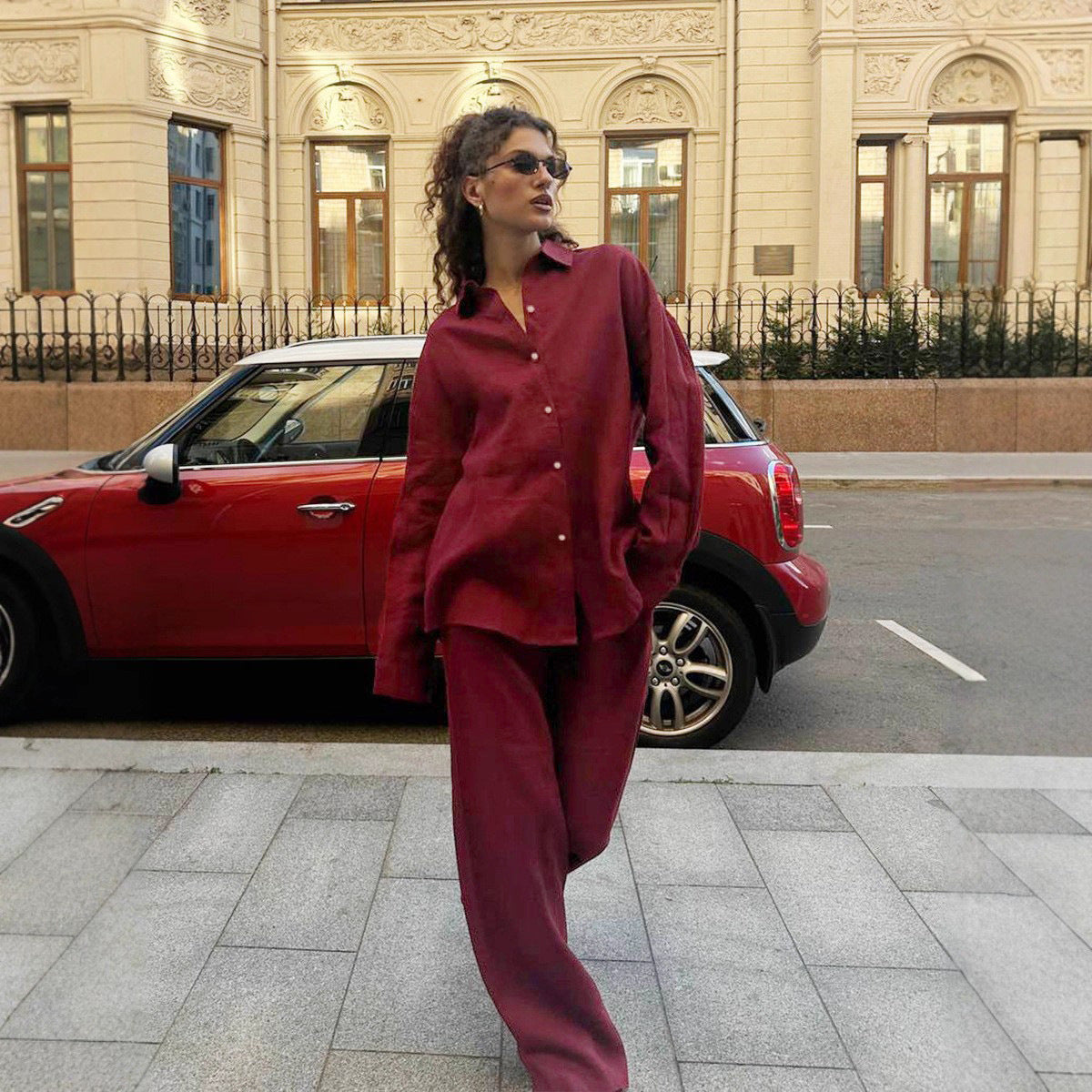 Women's Fashion Casual Loose Long-sleeved Shirt Trousers Suits