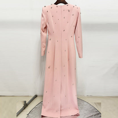 Elegant Beads Rhinestones Long Sleeve Dress Dresses