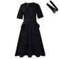 Women's Fashion Elegant Sleeve Tight Waist A- Dresses