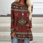Women's Digital Printing Round Neck Long Sleeve Blouses