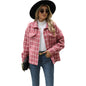 Women's Lapel Plaid Long Sleeve Loose Woolen Coats