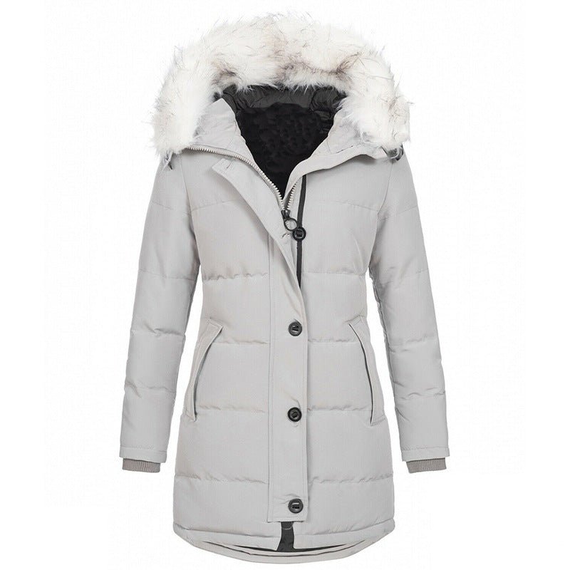 Long Sleeve Thermal Zipper Winter Mid-length Coats