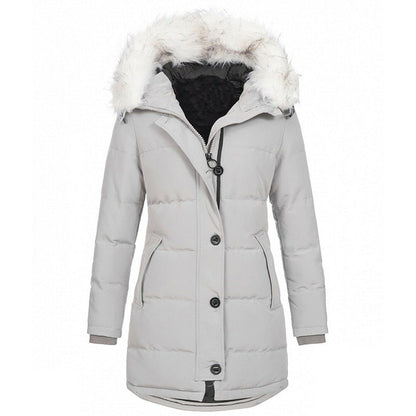 Long Sleeve Thermal Zipper Winter Mid-length Coats