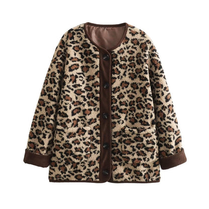 Women's American Printed Fashionable Loose Lamb Fur Coats